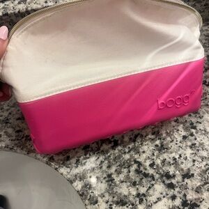 BOGG BAG Pink and White Two-Tone Cosmetic Pouch